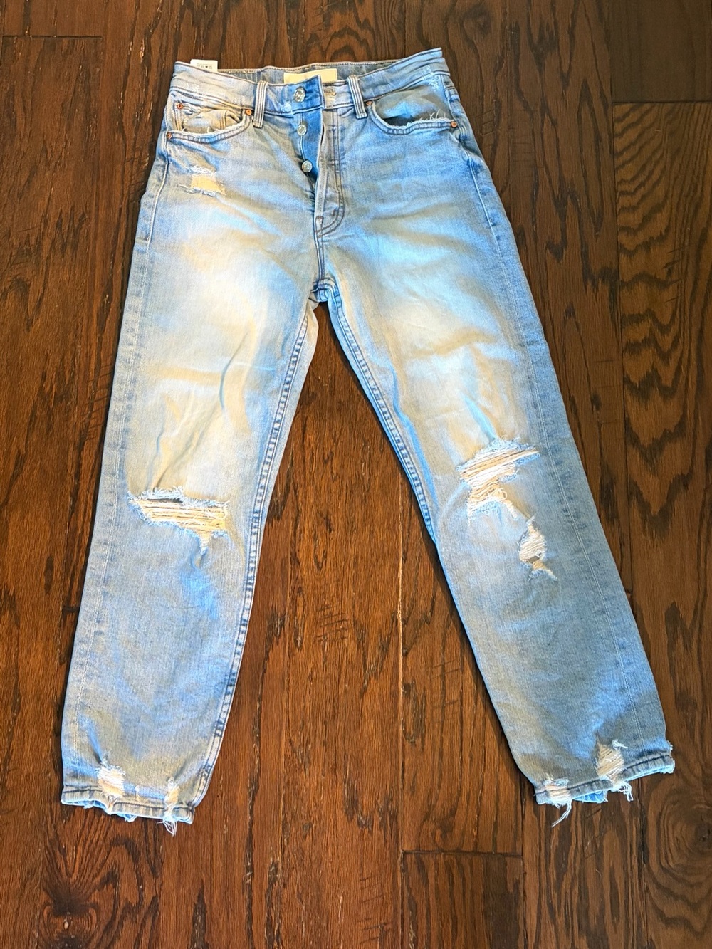 MOTHER Light Wash Distressed Boyfriend Jeans - Picture 2 of 5
